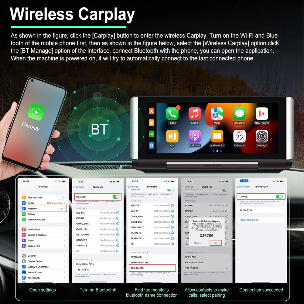 Car Stereo 6.86 inch HD Folding Screen PND Compatible For CarPlay
