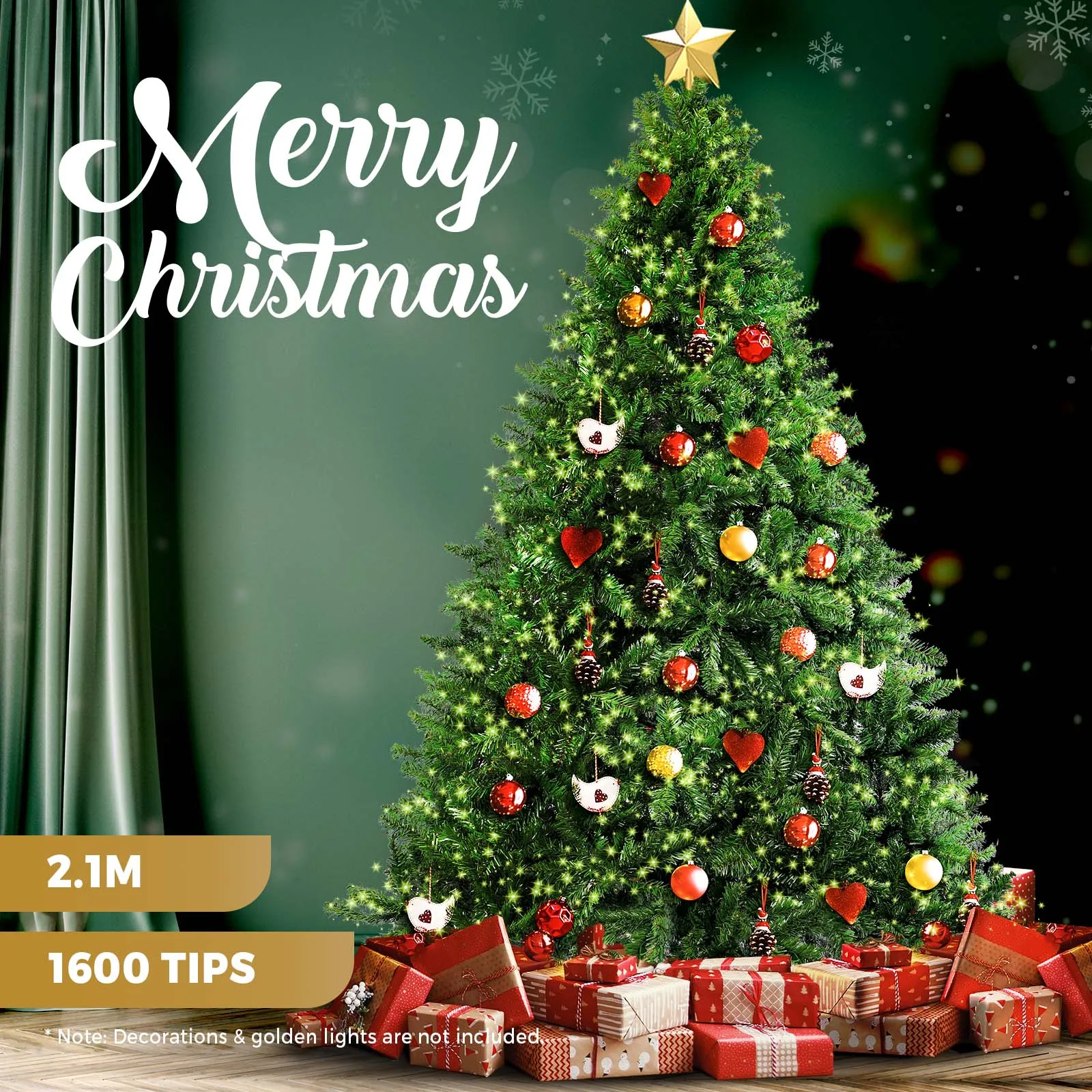 Christmas Tree Xmas Decorations 1.8/2.1M Home Decor Green Artificial Pine Cones