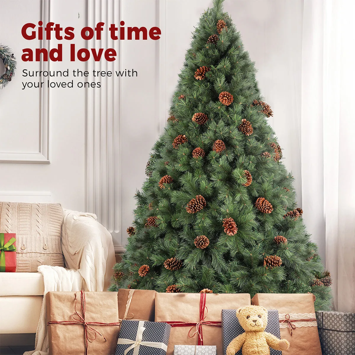 Christmas Tree Xmas Decorations 1.8/2.1M Home Decor Green Artificial Pine Cones