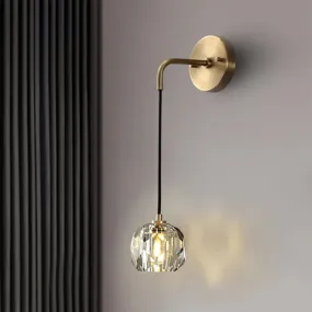 Contemporary Crystal Wall Lamp – Gold Globe Sconce Light Fixture