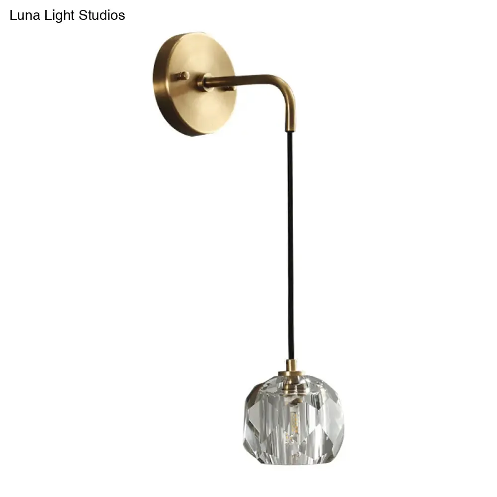 Contemporary Crystal Wall Lamp – Gold Globe Sconce Light Fixture
