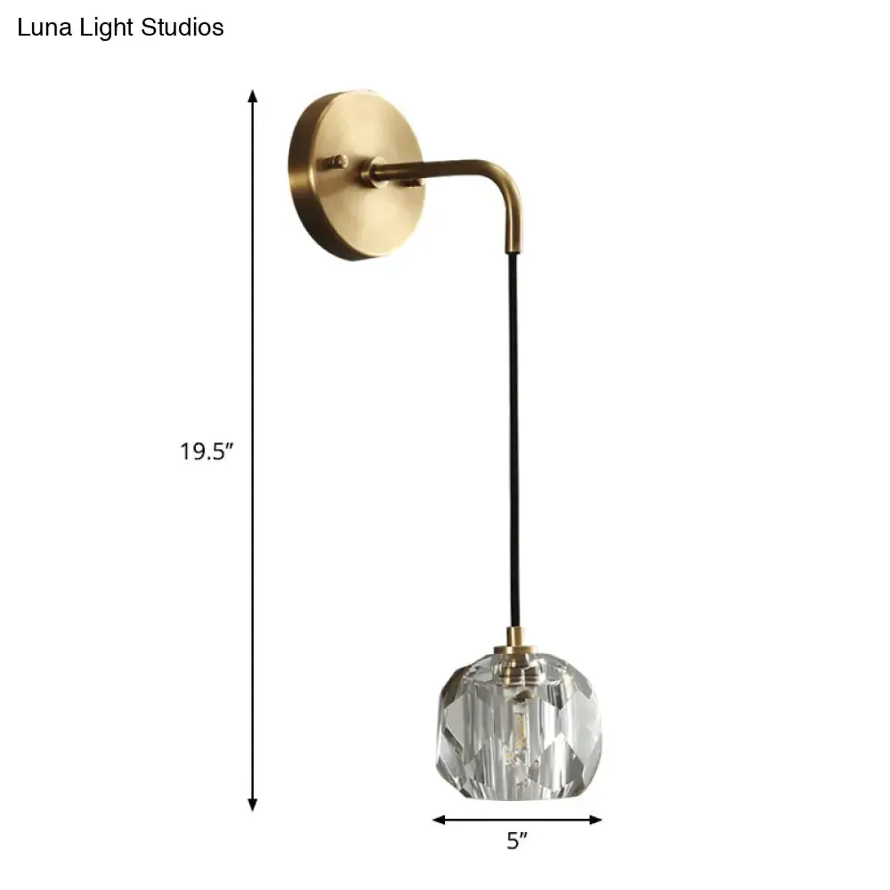 Contemporary Crystal Wall Lamp – Gold Globe Sconce Light Fixture
