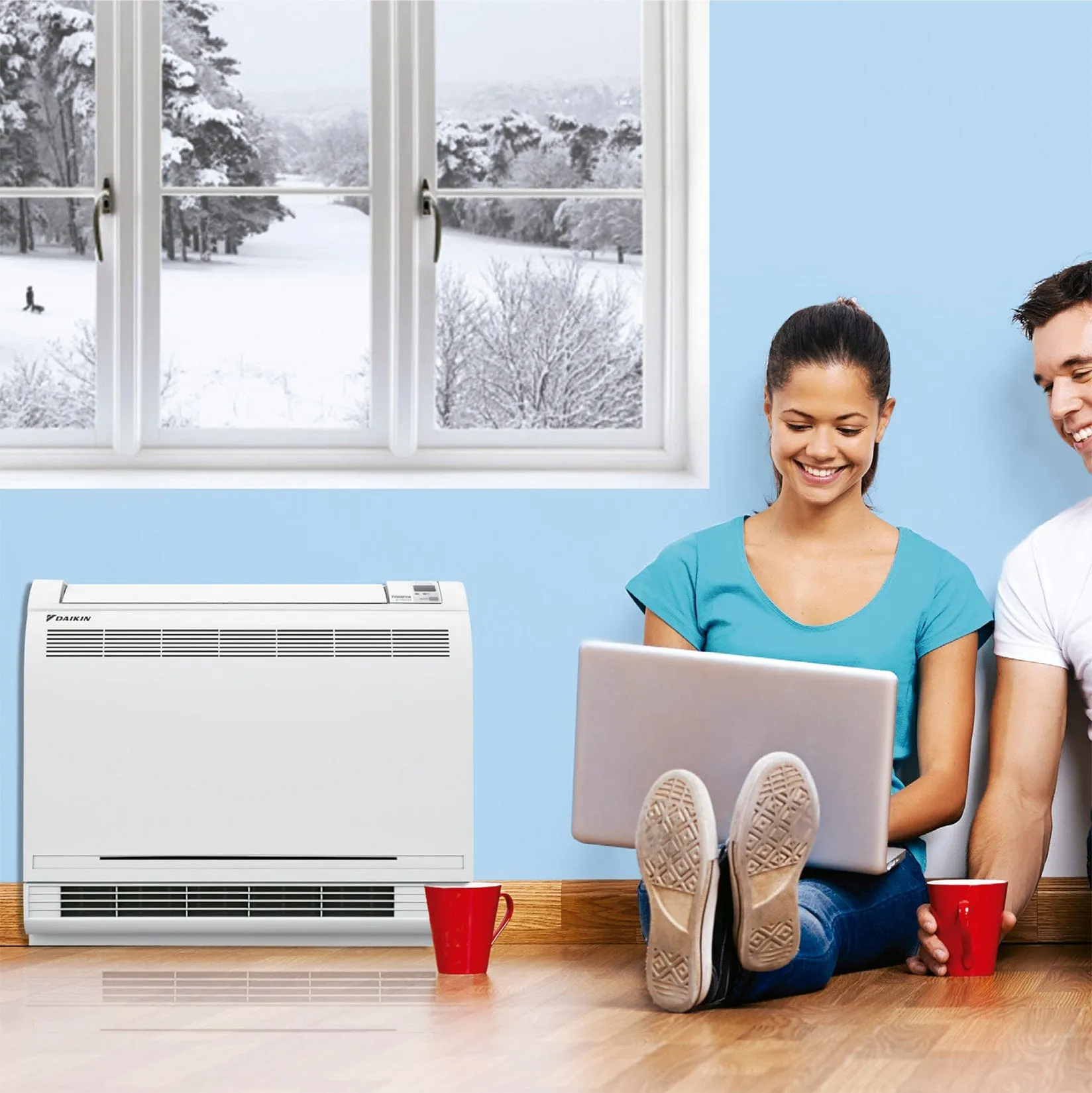 Daikin 2-Zone Floor Standing Hyper Heat Ductless Mini-Split 18000 BTU Heat Pump Air Conditioner 9k   15k - 16 SEER2