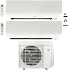 Daikin 2-Zone Wall Mounted Ductless Mini-Split 24,000 BTU Heat Pump Air Conditioner 12K   15K  - 21 SEER2 R32 Wi-Fi Enabled