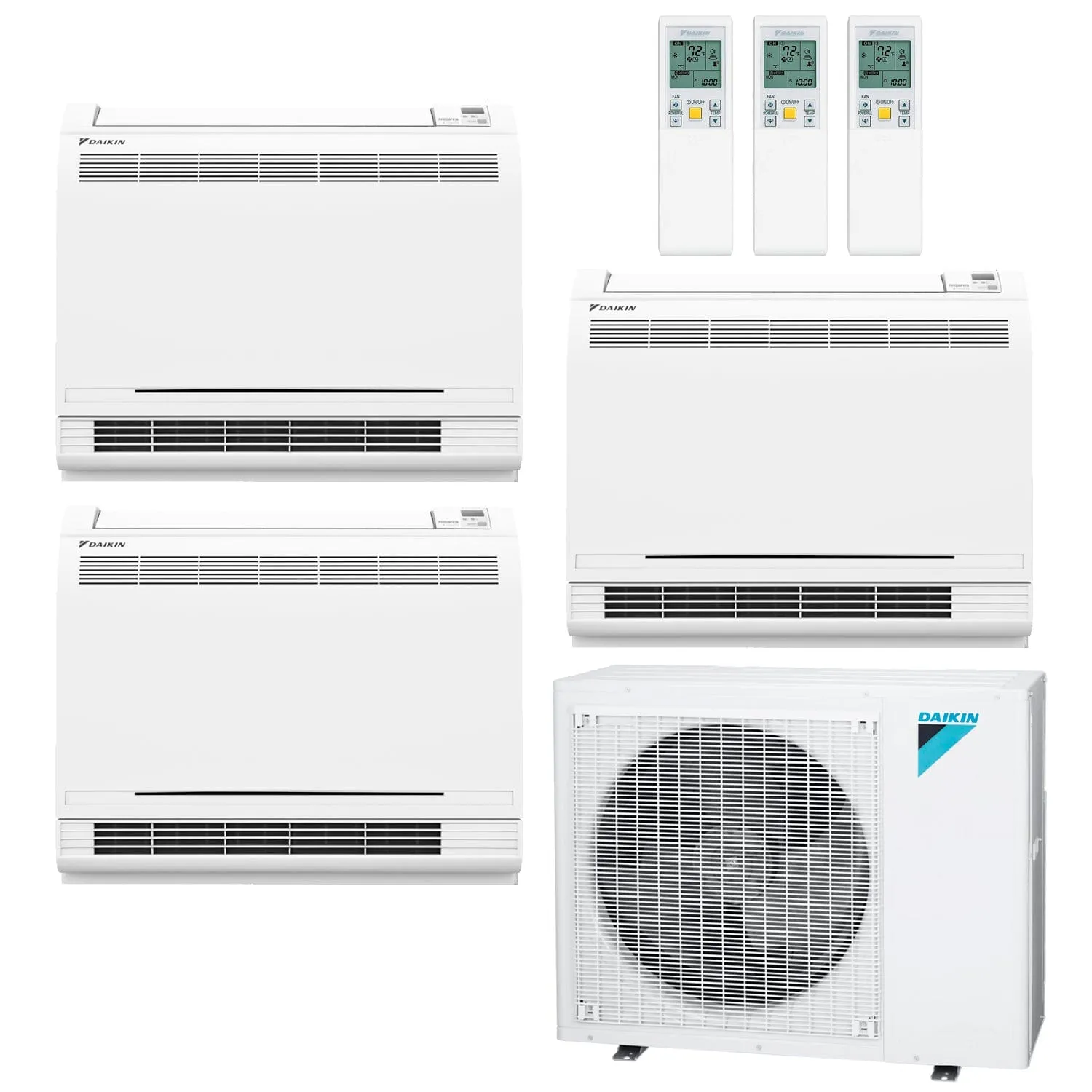 Daikin 3-Zone Floor Standing Ductless Mini-Split 48000 BTU Heat Pump Air Conditioner 18k   18k   18k - 20.6 SEER2
