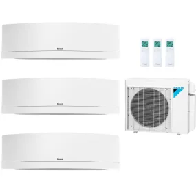 Daikin 3-Zone Wall Mounted Emura White Ductless Mini-Split 36000 BTU Heat Pump Air Conditioner 9k   18k   18k- 18.1 SEER2