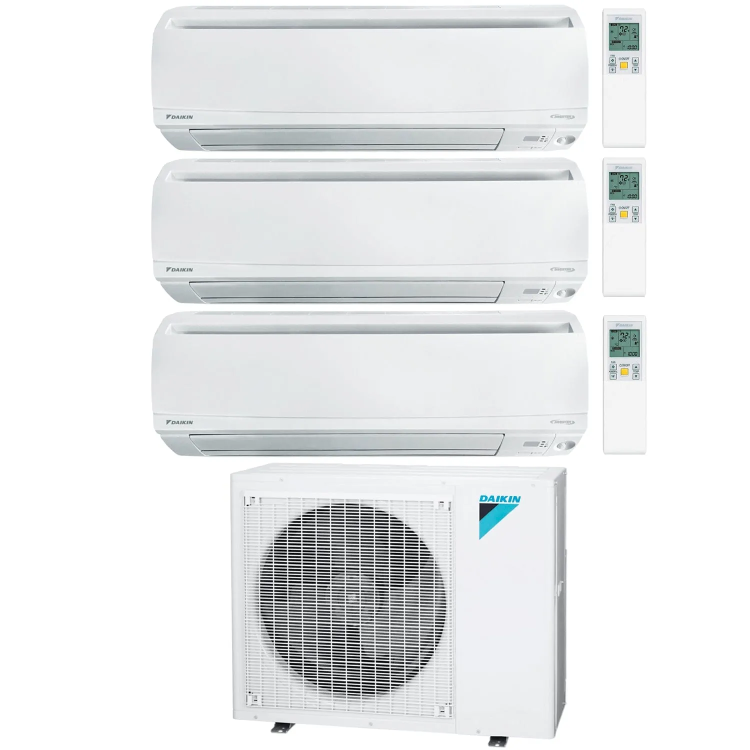 Daikin 3-Zone Wall Mounted Hyper Heat Ductless Mini-Split 36000 BTU Heat Pump Air Conditioner 12k   15k   18k - 20 SEER2
