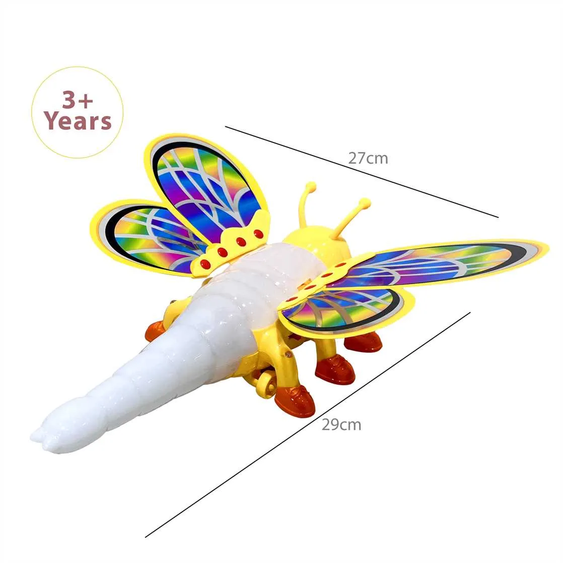 Dragonfly Battery Toy with Flapping Wings, Music & Lights, 3  Years - Yellow