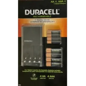 Duracell Charger with Four AA and Four AAA Rechargeable Batteries