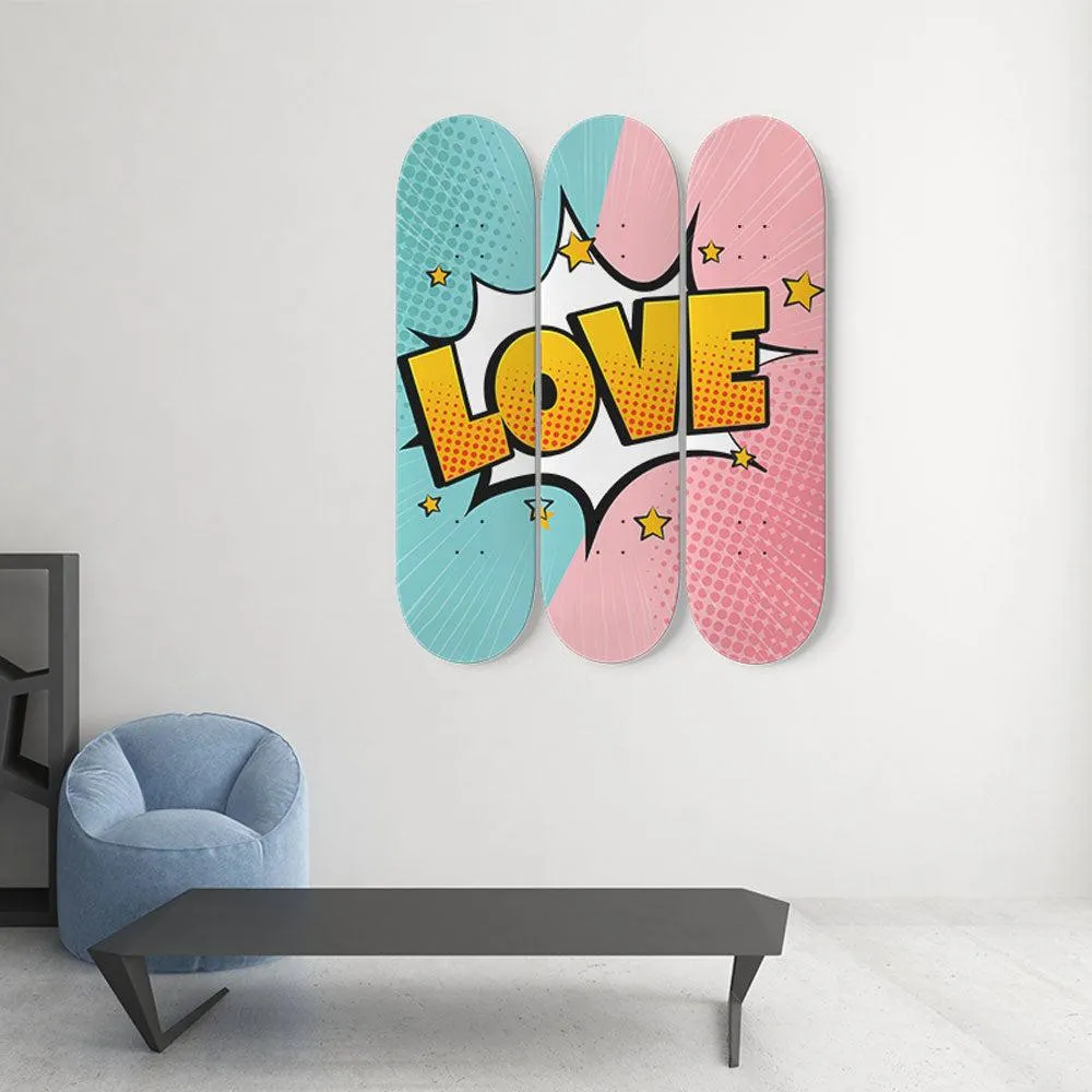 Epic Pop art LOVE Skateboard Wall Art