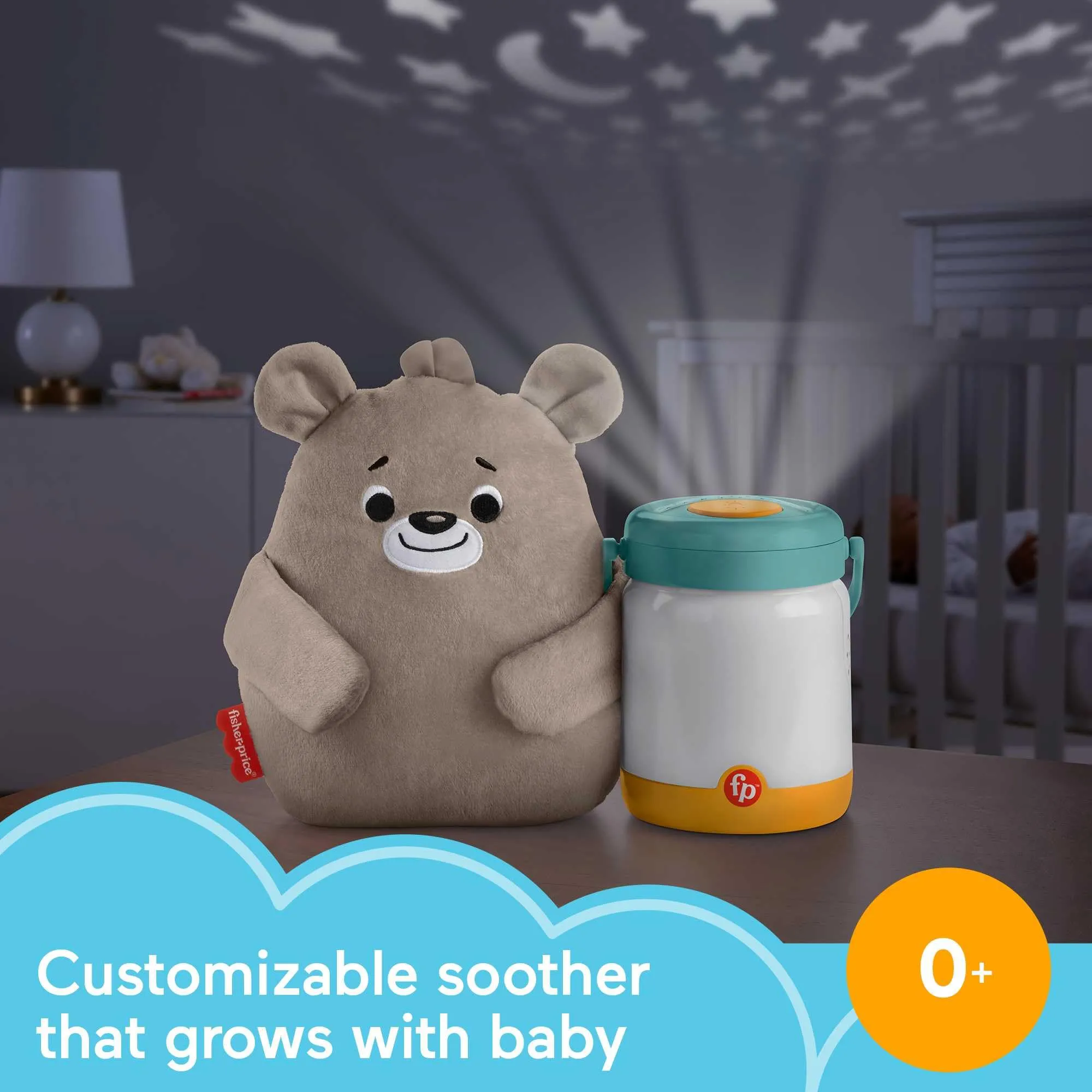 Fisher-Price Baby Bear & Firefly Soother, Light-up Nursery Sound Machine with take-Along Plush Toy for Babies and Toddlers