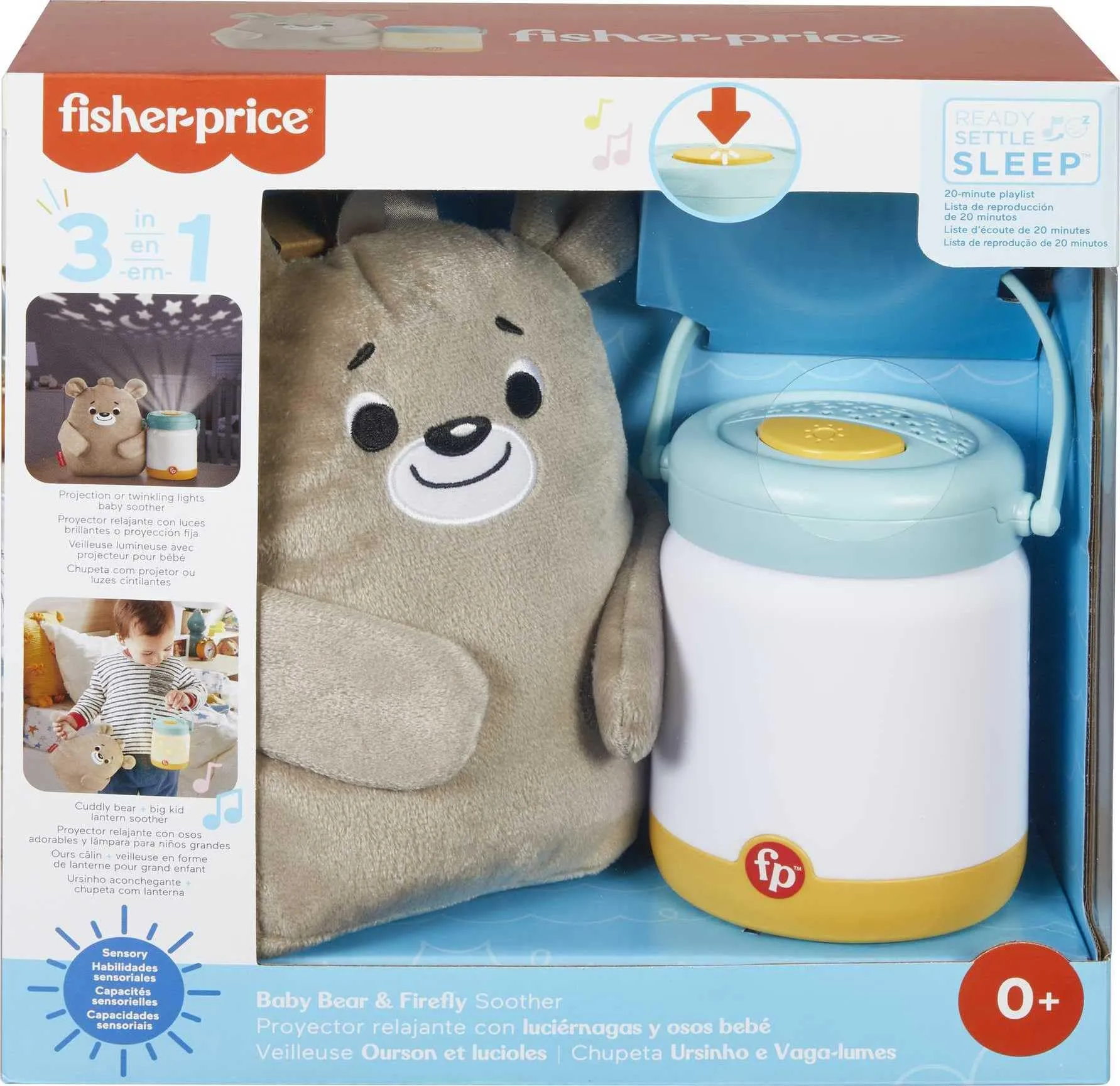 Fisher-Price Baby Bear & Firefly Soother, Light-up Nursery Sound Machine with take-Along Plush Toy for Babies and Toddlers