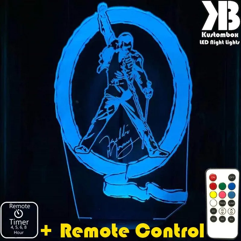 Freddie Mercury Queen Music Band 3D LED Night Light Lamp