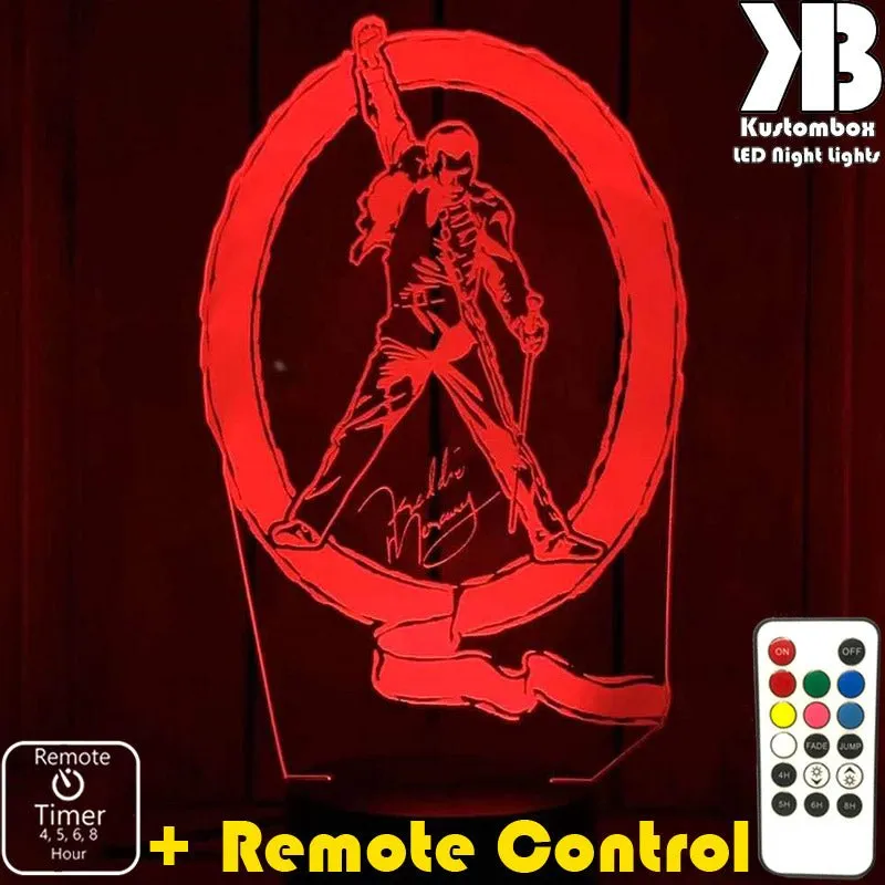 Freddie Mercury Queen Music Band 3D LED Night Light Lamp