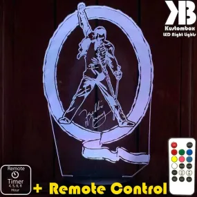 Freddie Mercury Queen Music Band 3D LED Night Light Lamp
