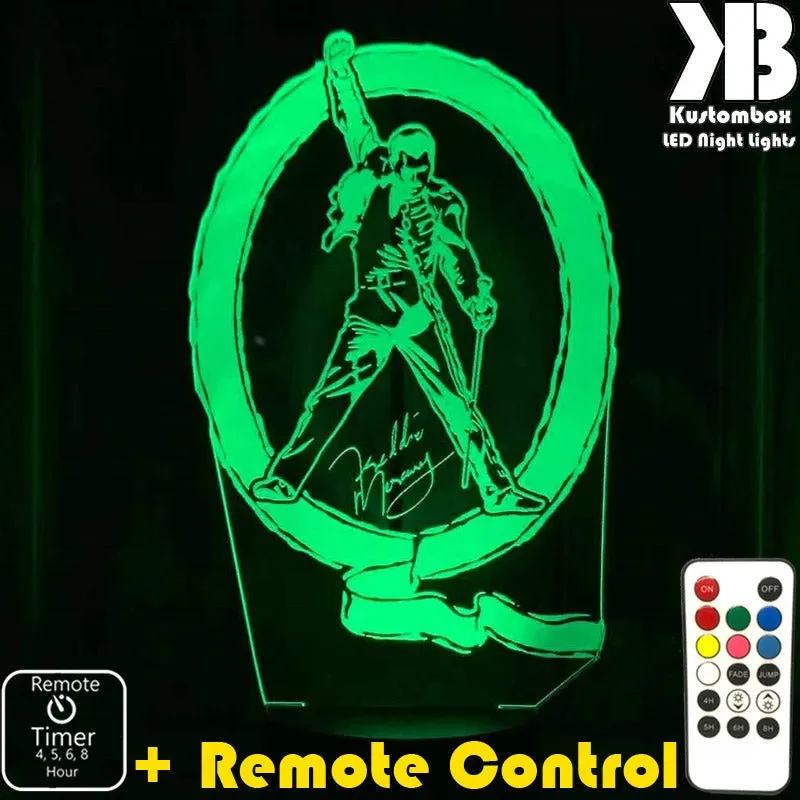 Freddie Mercury Queen Music Band 3D LED Night Light Lamp