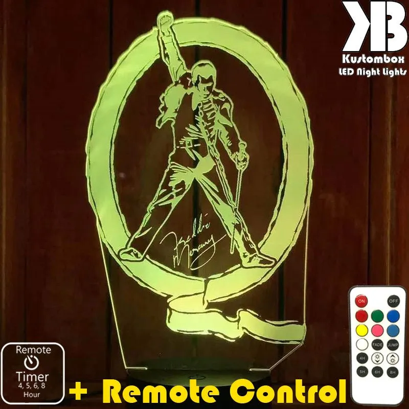 Freddie Mercury Queen Music Band 3D LED Night Light Lamp