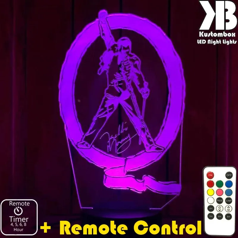 Freddie Mercury Queen Music Band 3D LED Night Light Lamp