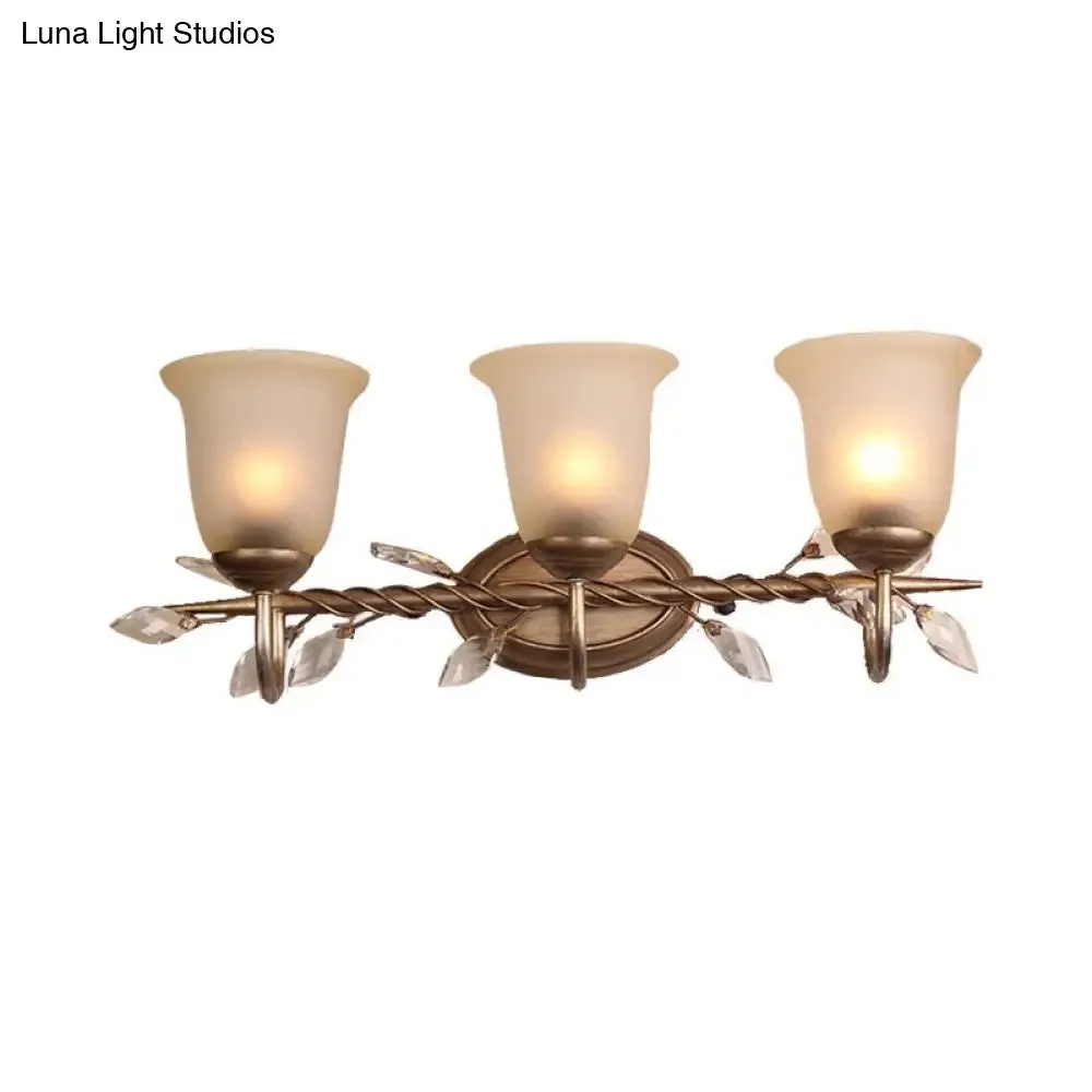 Frosted Glass Bell Shape Sconce Light - Traditional Wall Mounted Light with Coffee Backplate, 1/2/3-Light Options for Bedroom