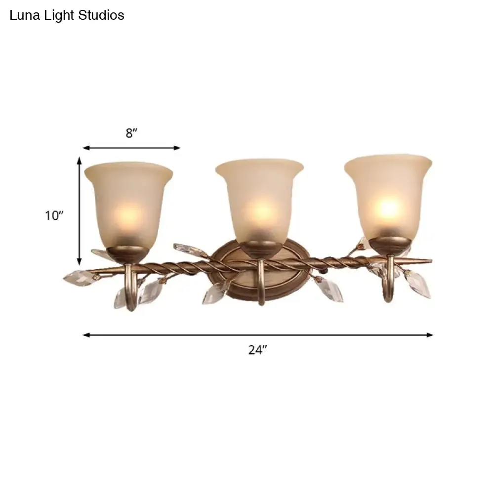 Frosted Glass Bell Shape Sconce Light - Traditional Wall Mounted Light with Coffee Backplate, 1/2/3-Light Options for Bedroom