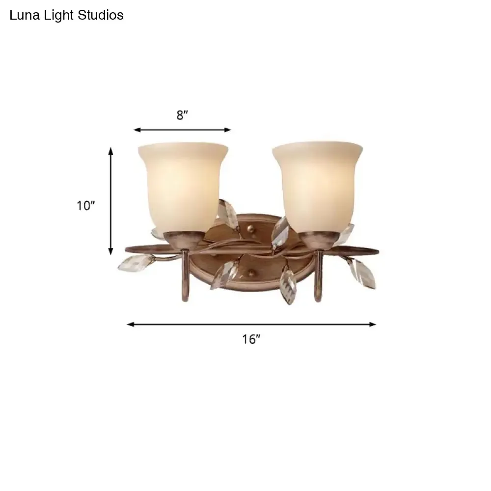 Frosted Glass Bell Shape Sconce Light - Traditional Wall Mounted Light with Coffee Backplate, 1/2/3-Light Options for Bedroom