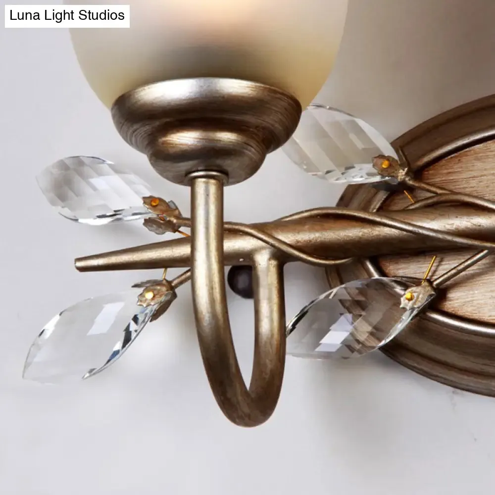 Frosted Glass Bell Shape Sconce Light - Traditional Wall Mounted Light with Coffee Backplate, 1/2/3-Light Options for Bedroom