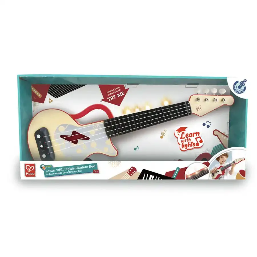 Hape Learn with Lights Ukulele - Red