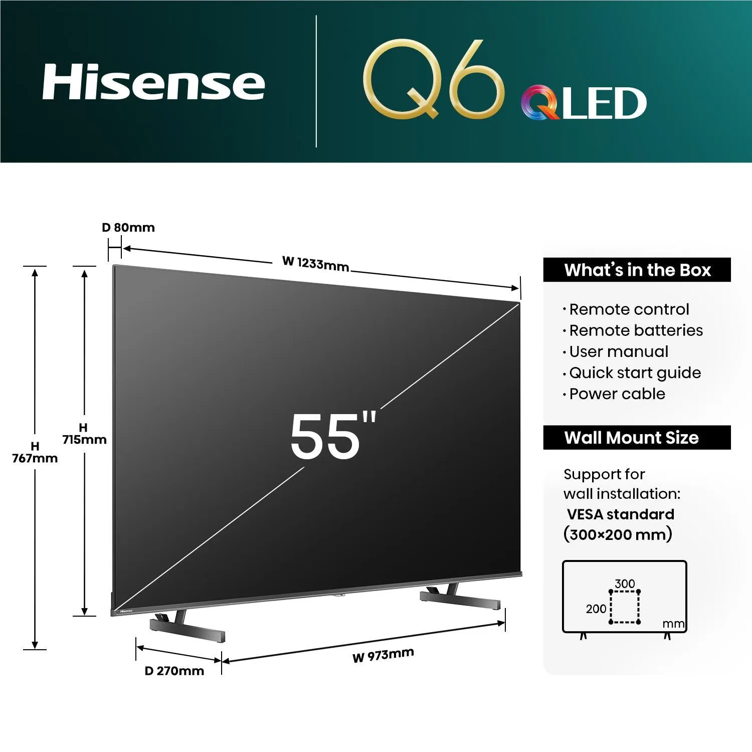 Hisense 55" Q6NAU 4K QLED Smart TV [2024]