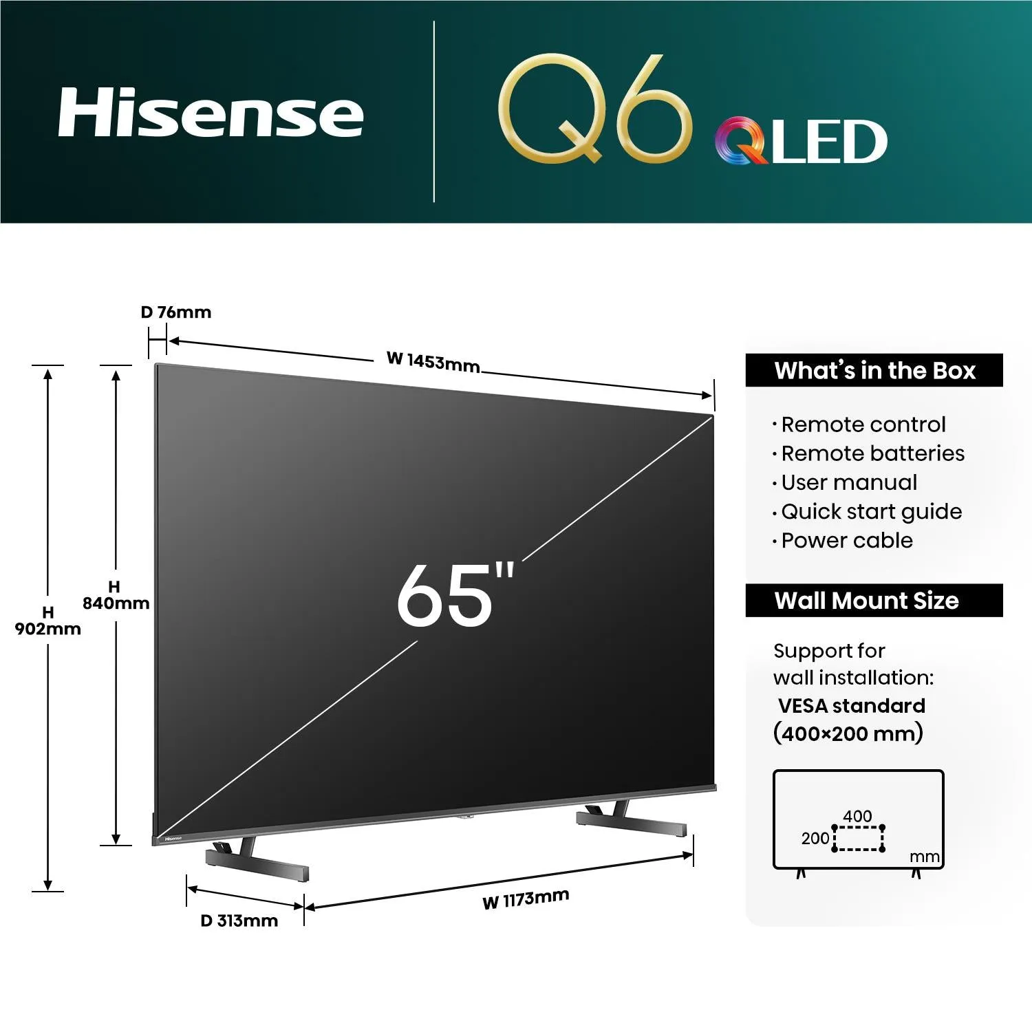 Hisense 65" Q6NAU 4K QLED Smart TV [2024]