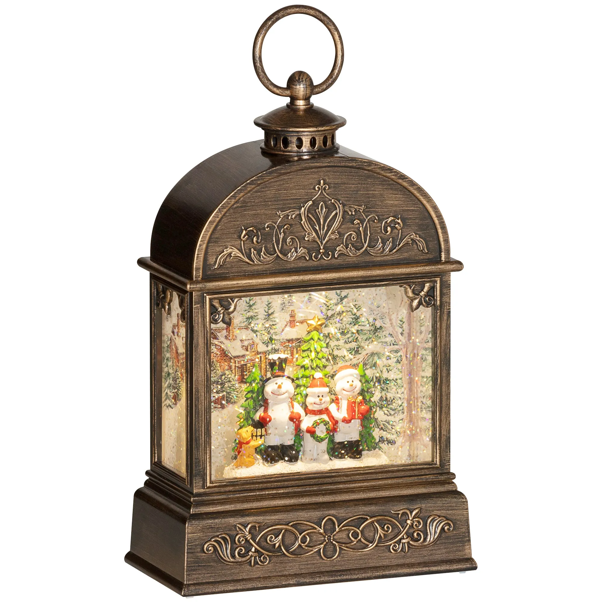 HOMCOM Christmas Snow Globe with Lights and Music for Party, Bronze Tone