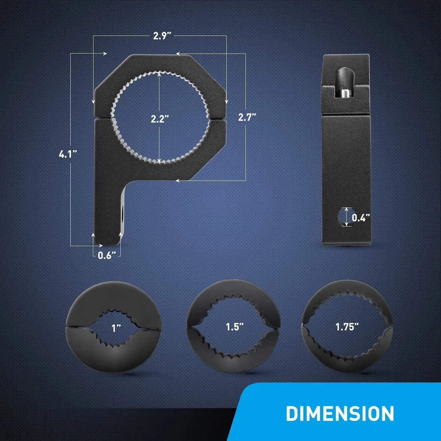 Horizontal Bar Clamp Mount Bracket Kits 1in-1.5in-1.75in-2in (Pair)