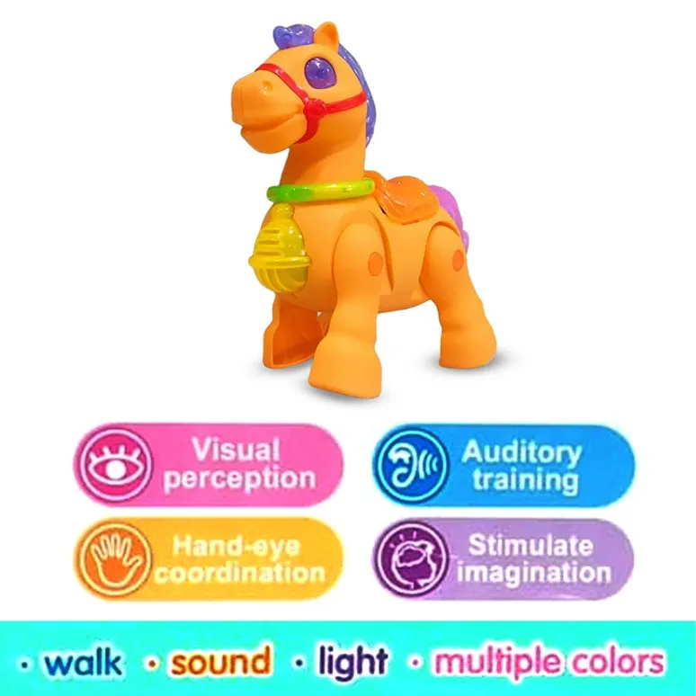Horse Battery Operated Toy With Lights & Music, 3 Years - Orange