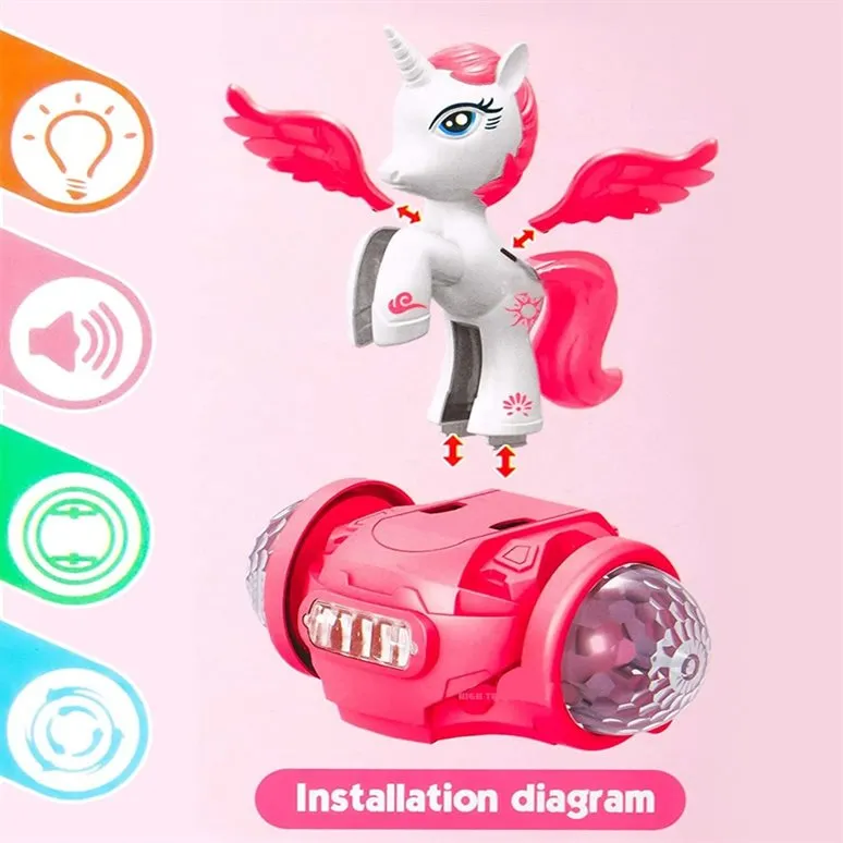 Hoverboard riding Unicorn Battery Toy with Lights & Music, 3 Years - White