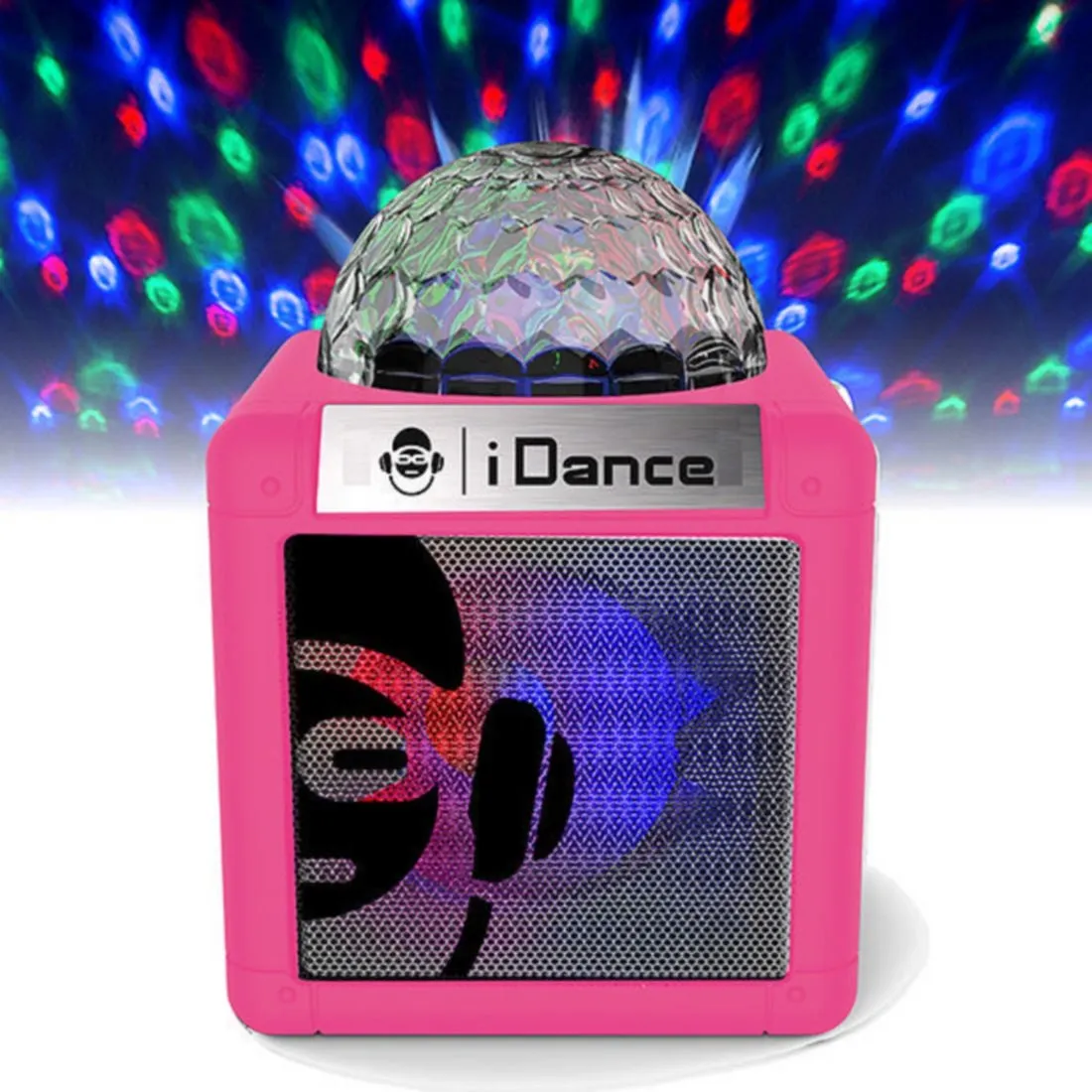 iDance Cube Bluetooth Party Speaker CN1/5W/Disco Ball- White / Pink