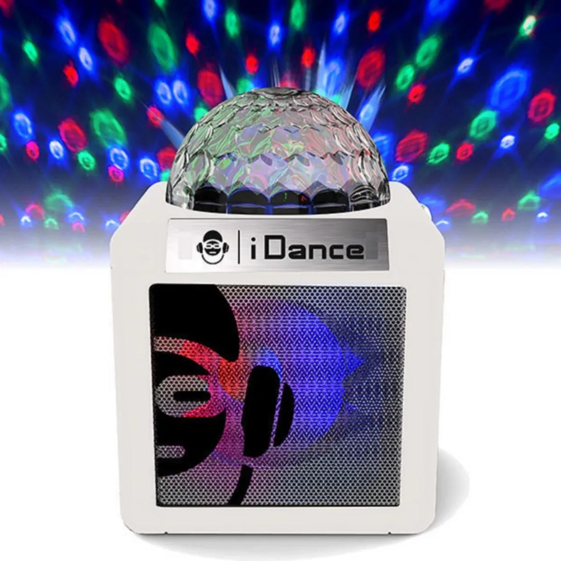 iDance Cube Bluetooth Party Speaker CN1/5W/Disco Ball- White / Pink