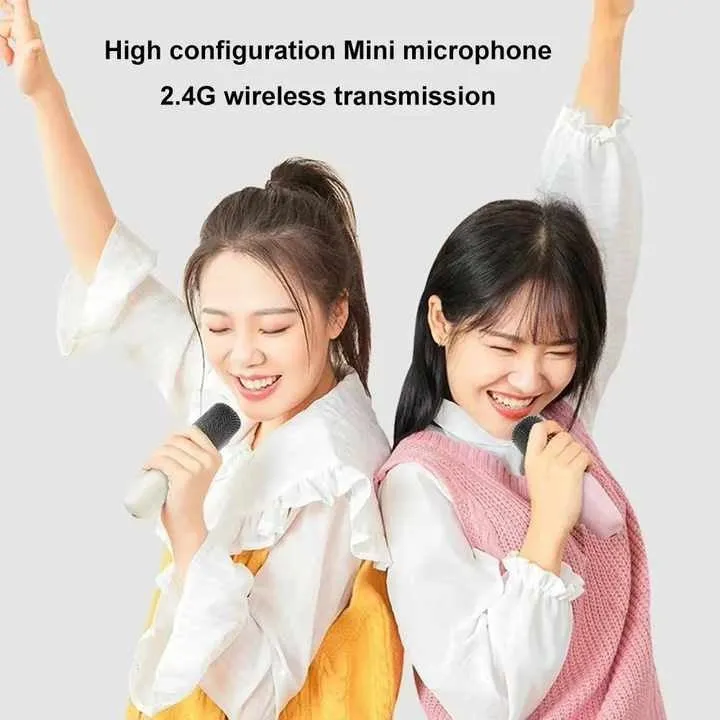 K12 Mini Portable Bluetooth Karaoke Speaker with Wireless Microphone & RGB LED Lights – 5W Audio Sound Box