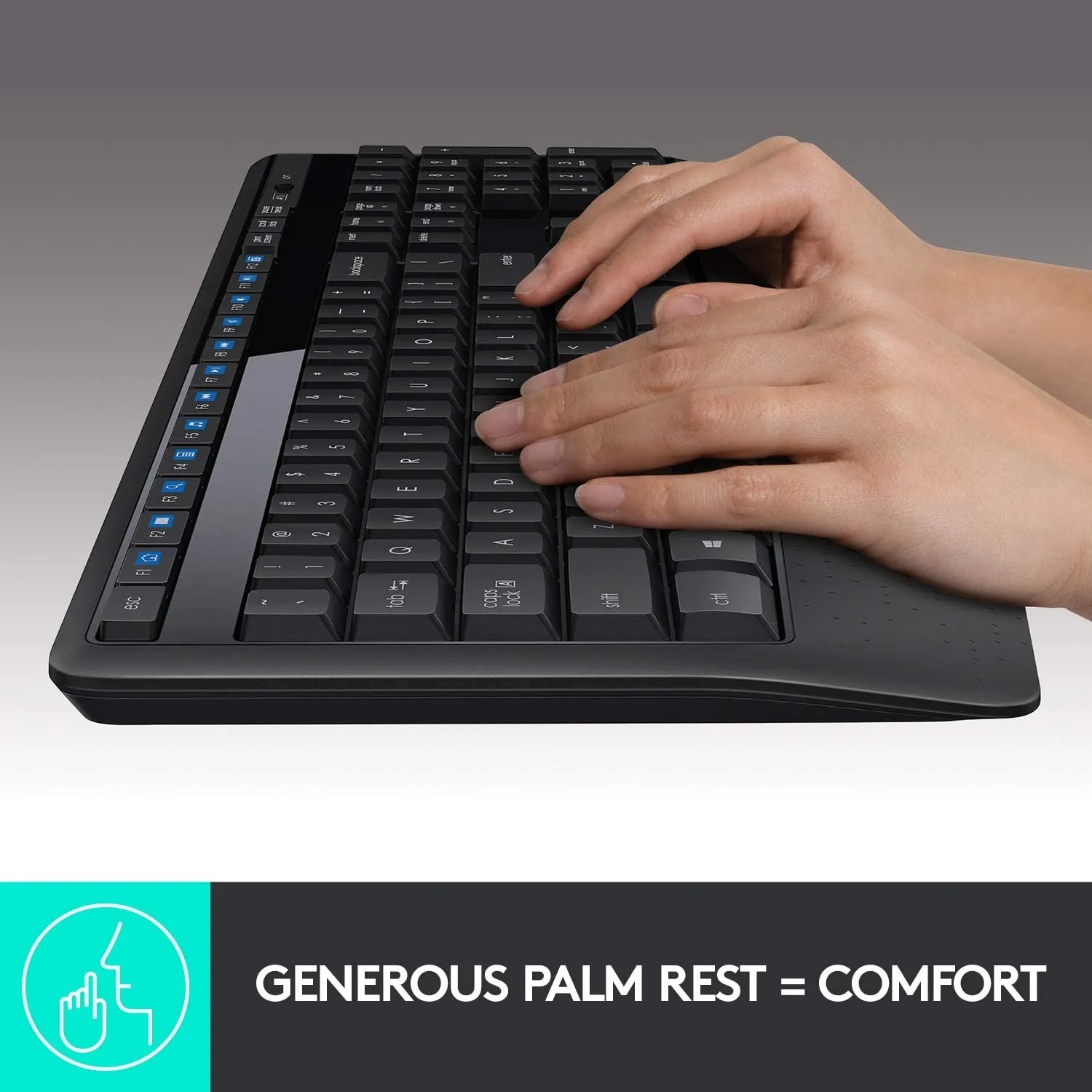 Logitech Wireless Combo Full-Sized Keyboard with Comfortable Right-Handed Mouse (Refurbished)
