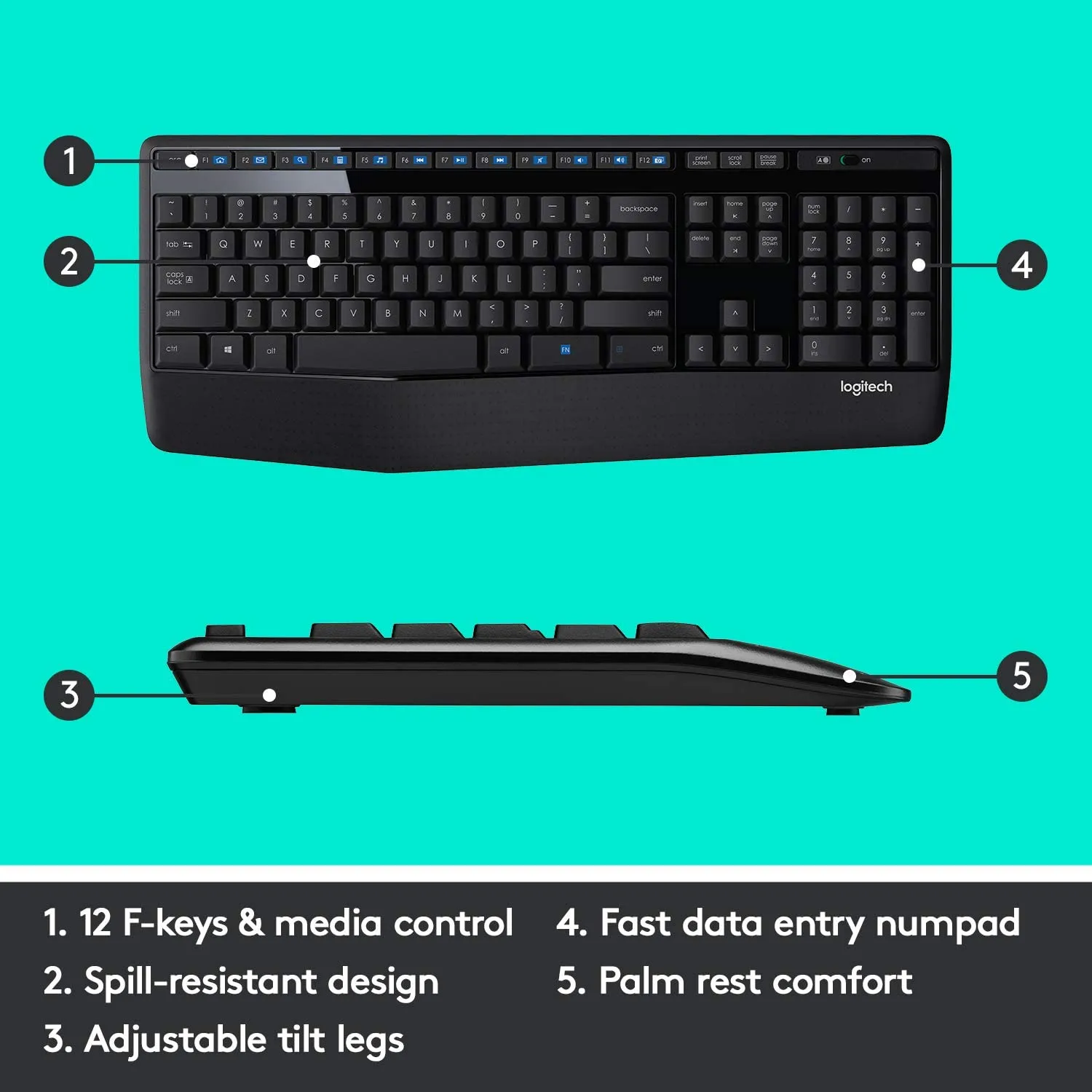 Logitech Wireless Combo Full-Sized Keyboard with Comfortable Right-Handed Mouse (Refurbished)