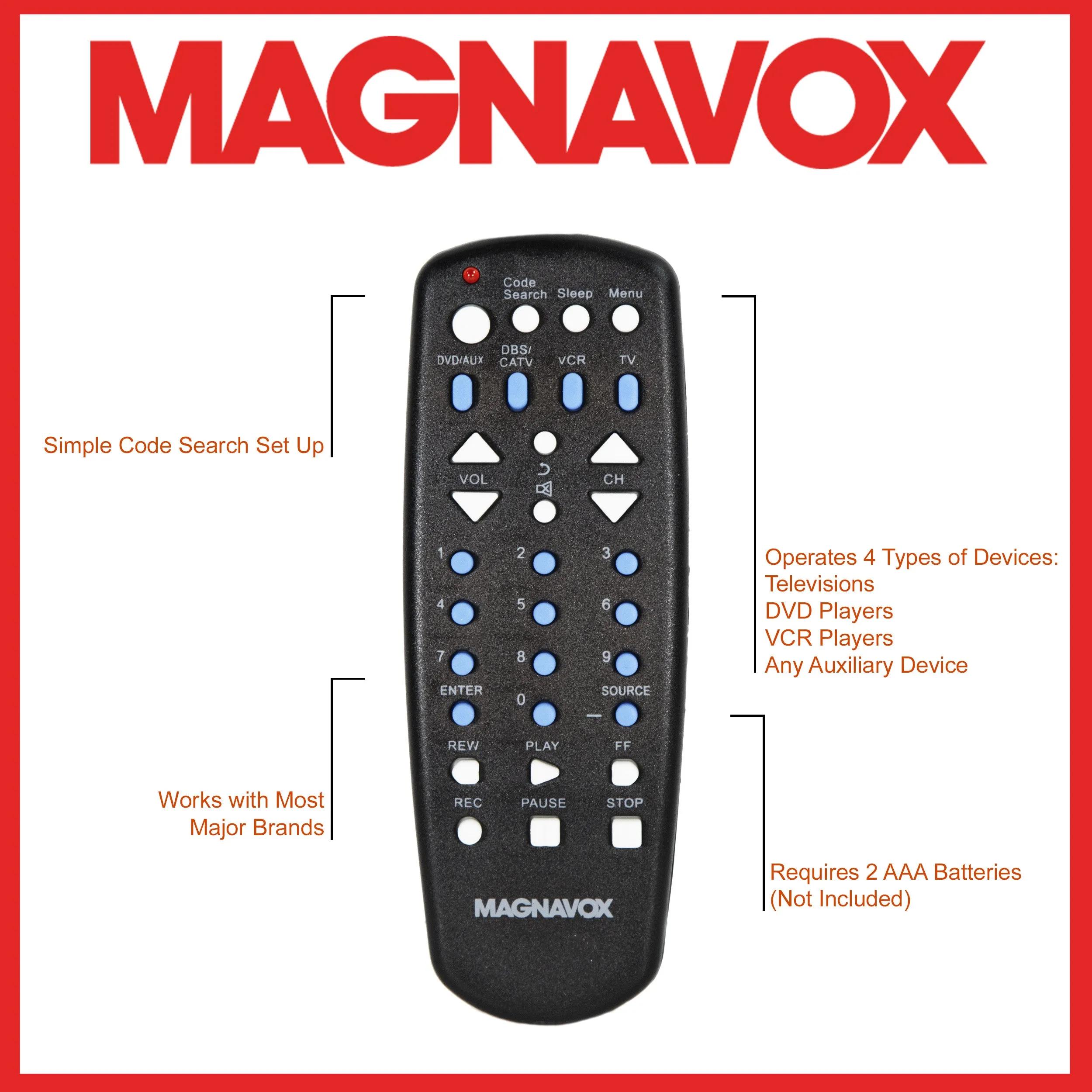 Magnavox MC345 4 in 1 Universal Remote Control