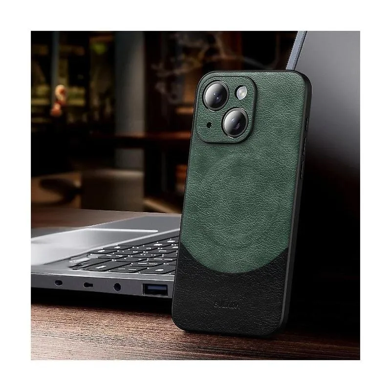 MagSafe Magnetic Leather Back Case for iPhone 14 - Green