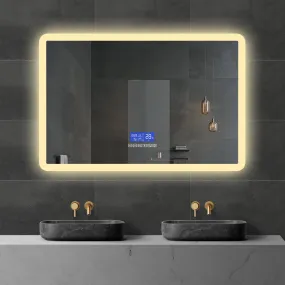 Matt Framed LED Mirror | Demister | BLUETOOTH |  Three Lights Colors | DATE/TIME/TEMP Display| 750*600