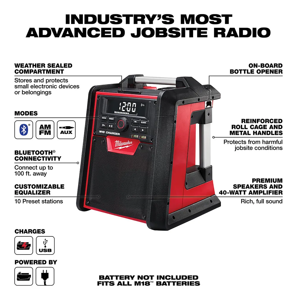 Milwaukee 2792-20 M18 18V Jobsite Bluetooth Radio/Charger - Bare Tool