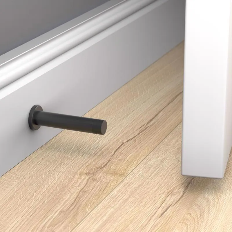National Hardware Cooper 1 in. W X 3 in. L Aluminum Matte Black Door Stop Mounts to door and wall