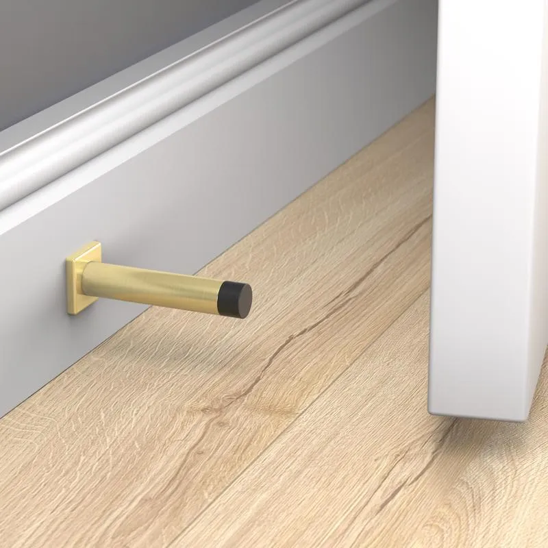 National Hardware Reed 1 in. W X 3 in. L Aluminum Brushed Gold Door Stop Mounts to door and wall