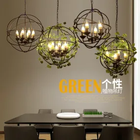 Net red plant chandelier music restaurant theme bar Coffee shop creative forest round cage decoration bar small chan