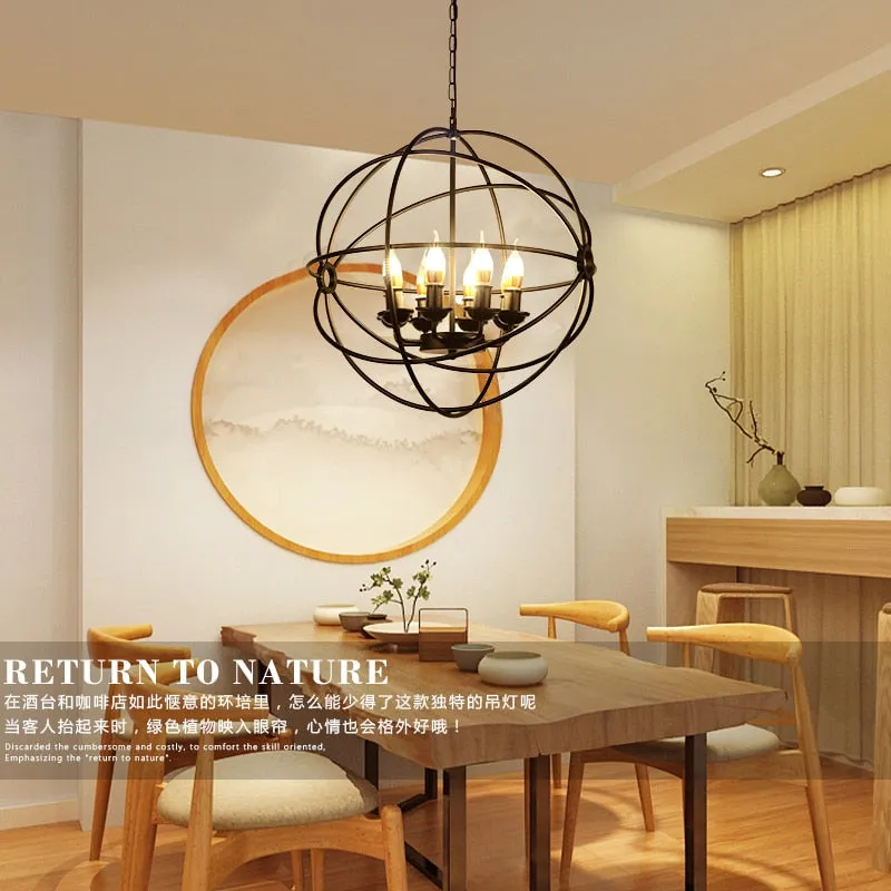 Net red plant chandelier music restaurant theme bar Coffee shop creative forest round cage decoration bar small chan