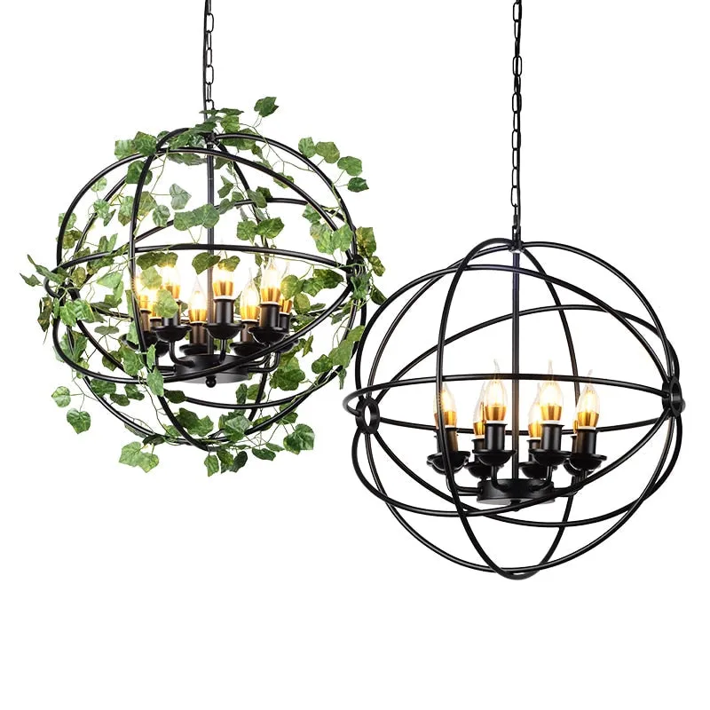 Net red plant chandelier music restaurant theme bar Coffee shop creative forest round cage decoration bar small chan