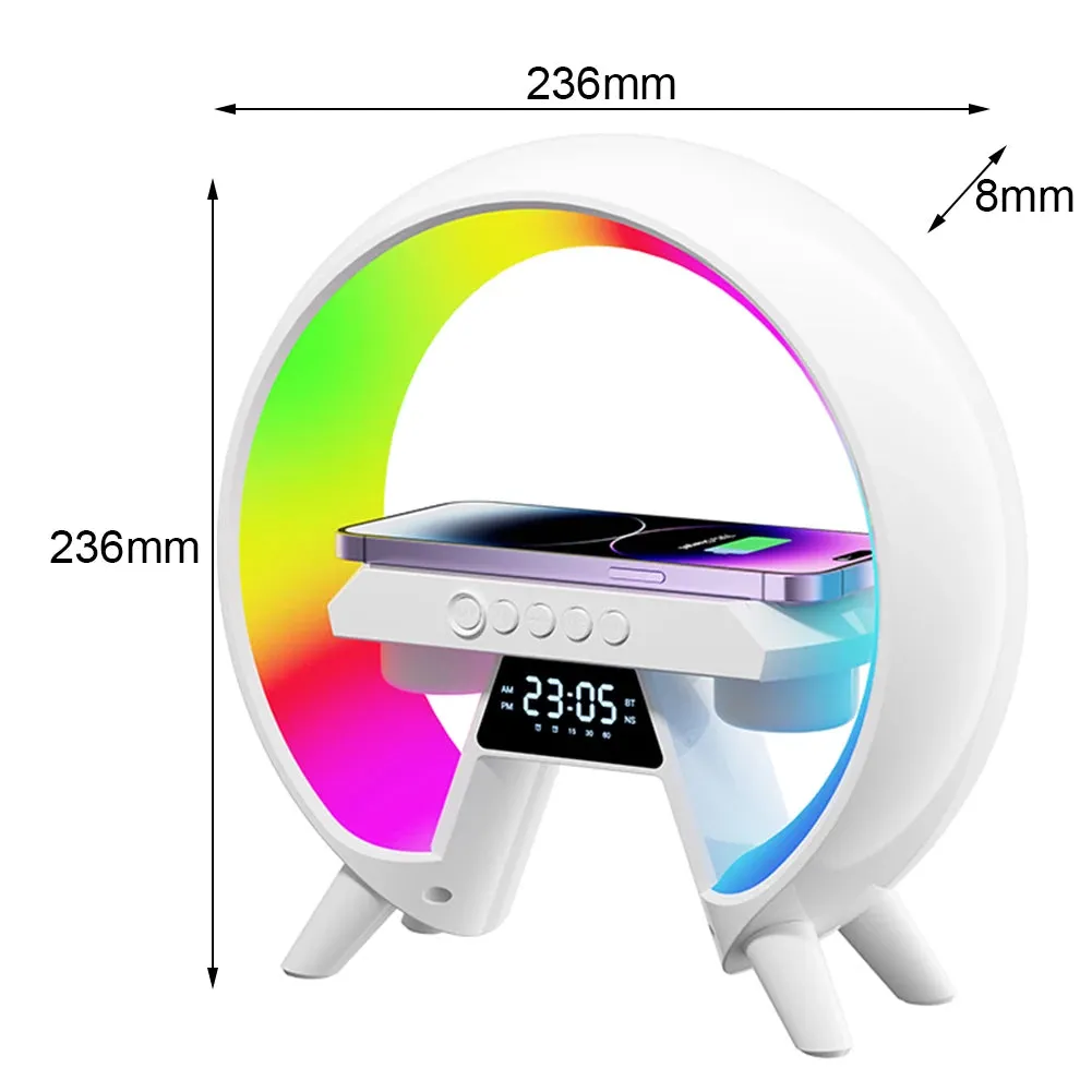 New Multifunction Wireless Charger Speaker Fast Charging Station Night Light Speaker with Clock for iPhone Samsung Xiaomi Huawei