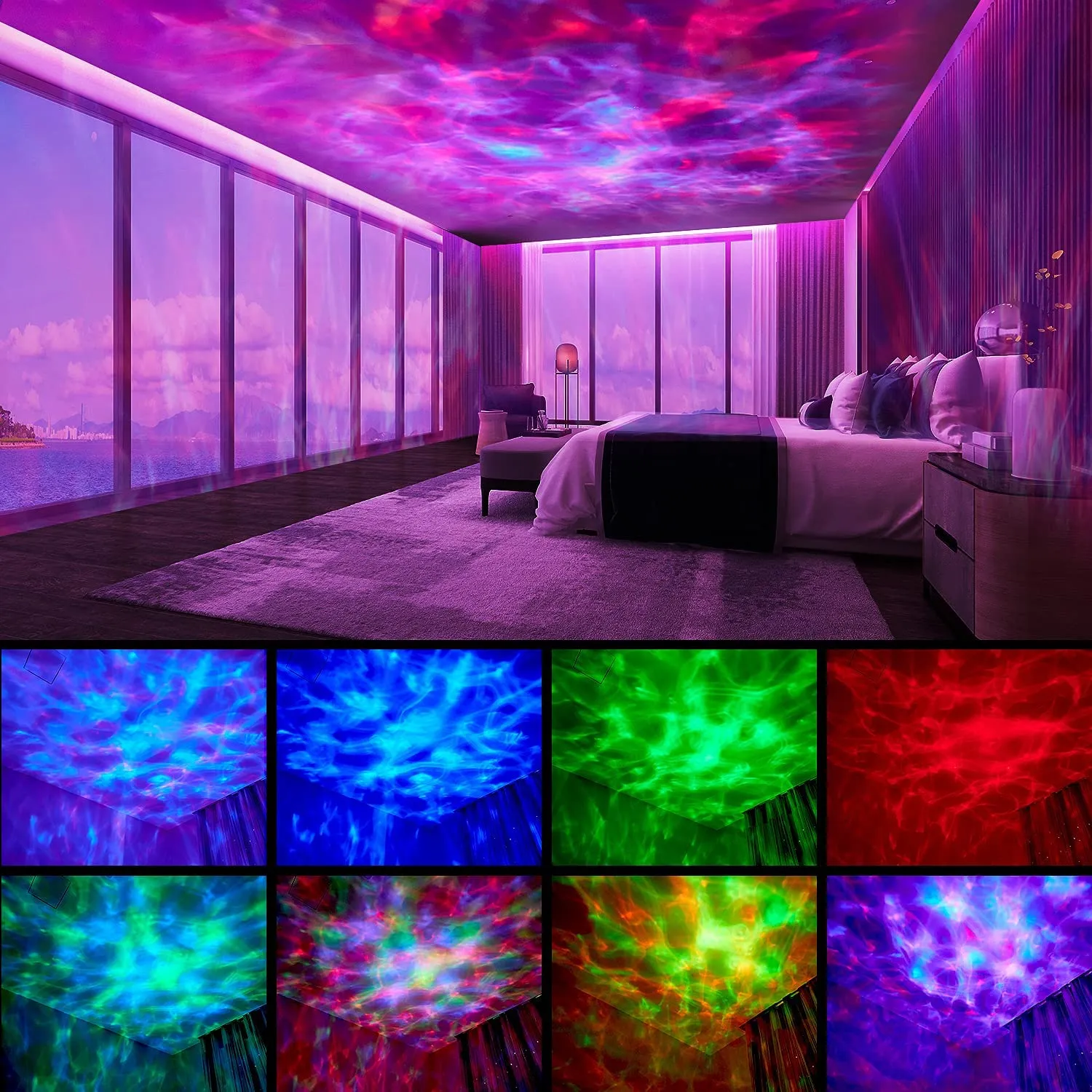 Ocean Wave Sound Projector Night Light with Pre-set Sounds