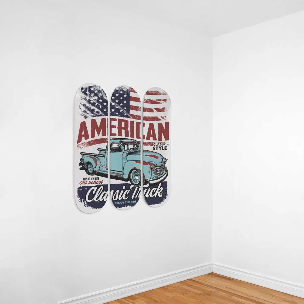 Old-school Style American Classic Truck  | Skateboard Wall Art, Mural & Skate Deck Art | Home Decor | Wall Decor